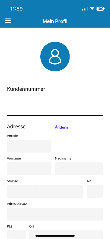 Kundenprofil-App Kundenprofil in der App